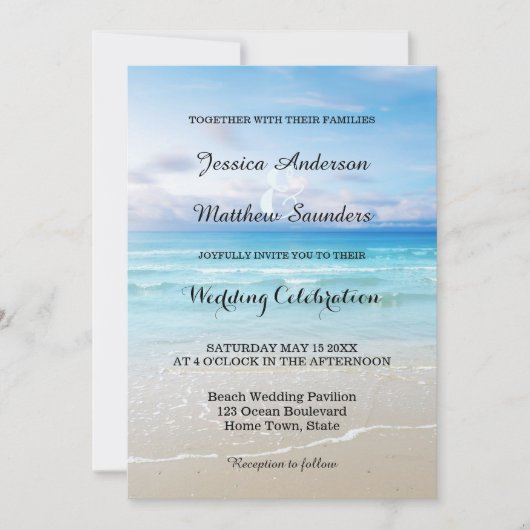 Plage colorée Mariage Invitation (Devant)