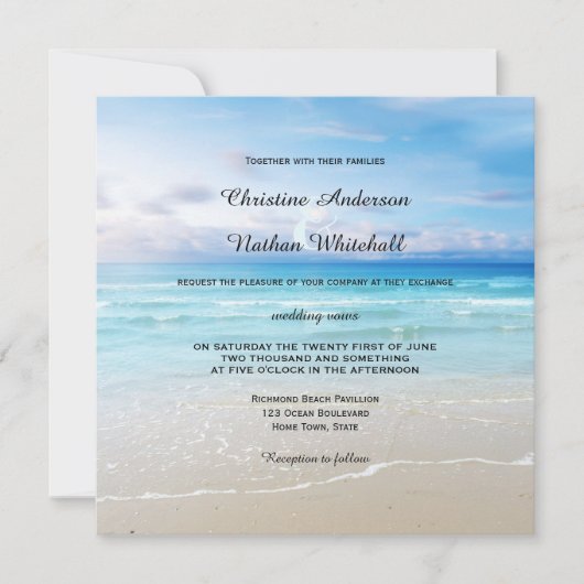 Plage colorée ou Destination Mariage Invitation (Devant)