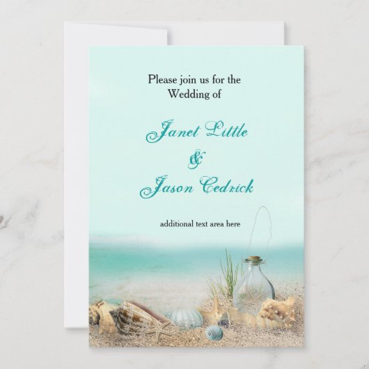 Plage Coques de mariage Aquarelle Invitation (Devant)