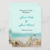 Plage Coques de mariage Aquarelle Invitation (Devant / Derrière)