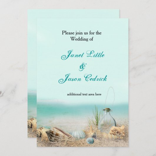 Plage Coques de mariage Aquarelle Invitation (Devant / Derrière)