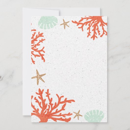 Plage Coral Reef Sea Shell & Starfish Invitations (Dos)