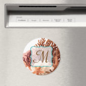 Plage Coral Star Poisson Sable Monogramme Aimant i (In Situ (Lave-vaisselle))