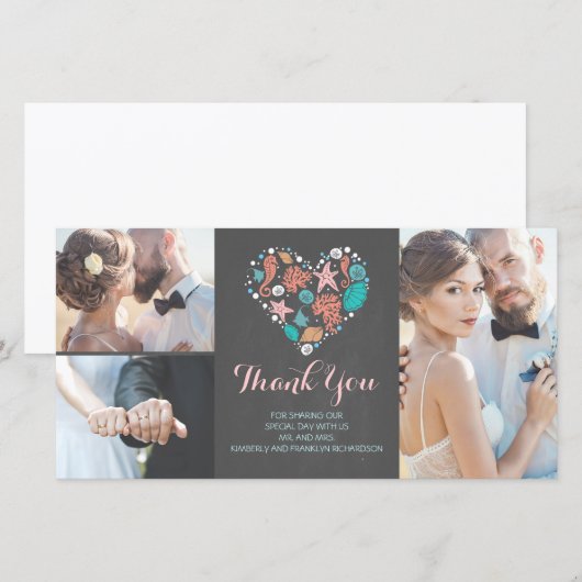 Plage Côte Coeur Nautique Mariage Merci (Devant / Derrière)