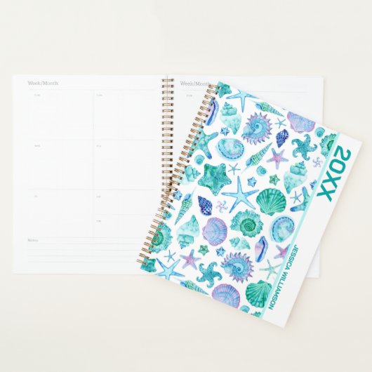 Plage côtière Aquarelle Coques de mer et Starfish (Devant avec enveloppe)