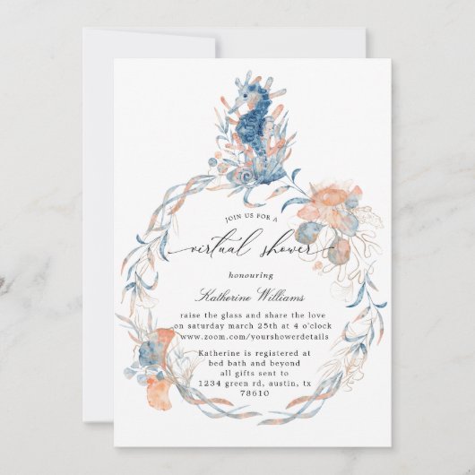 plage côtière baby shower virtuel Invitation (Devant)