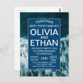 Plage côtière bleu marine classique Invitation Car (Devant / Derrière)