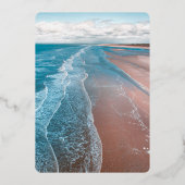 plage côtière bleu marine Mariage Foil Invitation (Verso)