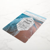 plage côtière bleu marine Mariage Foil Invitation (Rotation)