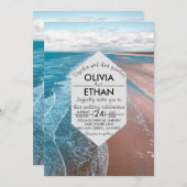 plage côtière bleu marine Mariage Invitation (Devant / Derrière)