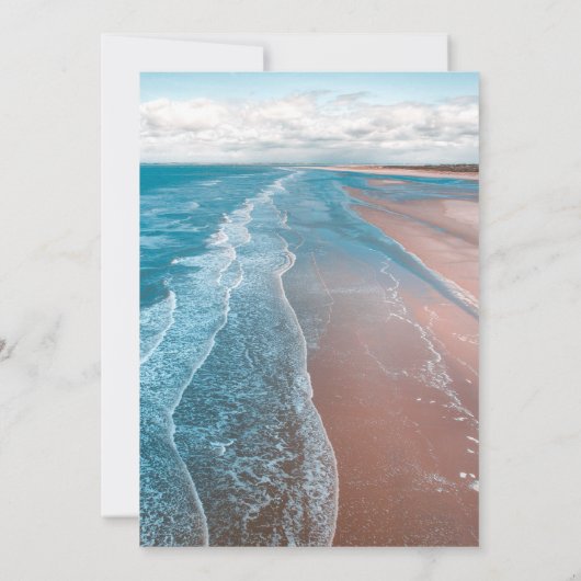 plage côtière bleu marine Mariage Invitation (Dos)