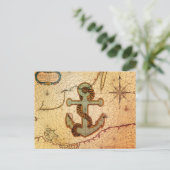 Plage côtière Carte nautique Ancre vintage (Debout devant)