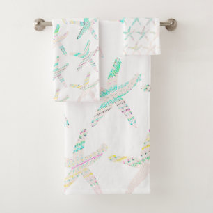 Plage côtière Motif d'étoiles de mer Turquoise