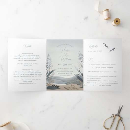 plage côtière nouvelle-england Mariage Tri-Fold (Intérieur)