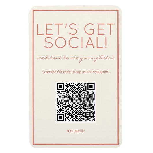 Plage côtière sable QR Code Social Media Magnet (Vertical)