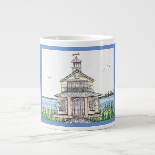 Plage Cottage Jumbo Mug Avec Bleu (Devant)