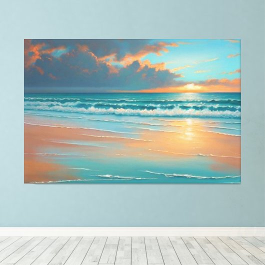 Plage Coucher de soleil toile Imprimer (Insitu (Plancher de Bois))