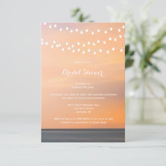 Plage coucher soleil nuptiale invitation douche (Debout devant)
