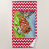Plage Cute Beach serviette de chat (Devant)