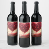 Plage d'amour : Étiquette de vin Valentine (Bouteilles)