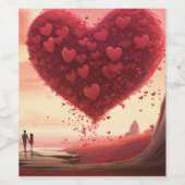 Plage d'amour : Étiquette de vin Valentine (Étiquettes simples)