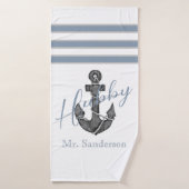 Plage d'Ancre florale bleu Dusty (Serviette de bain)