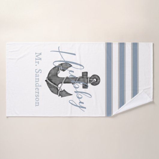 Plage d'Ancre florale bleu Dusty (Serviette de bain)