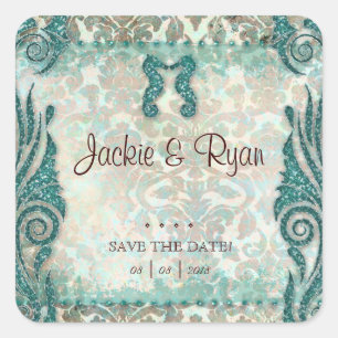 Plage Date de sauvegarde Mariage Stickers Seahorse