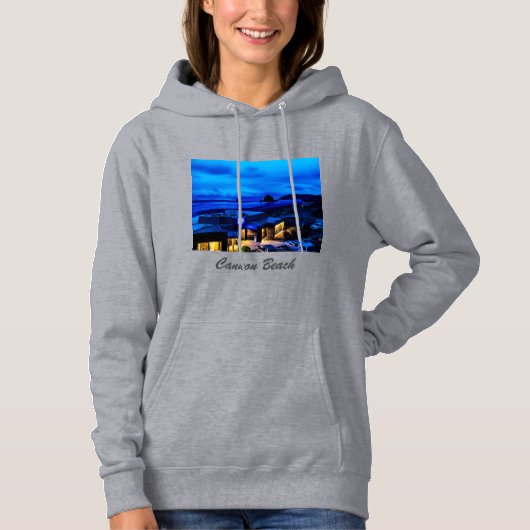 Plage de canon au sweat - shirt à capuche bleu (Devant)