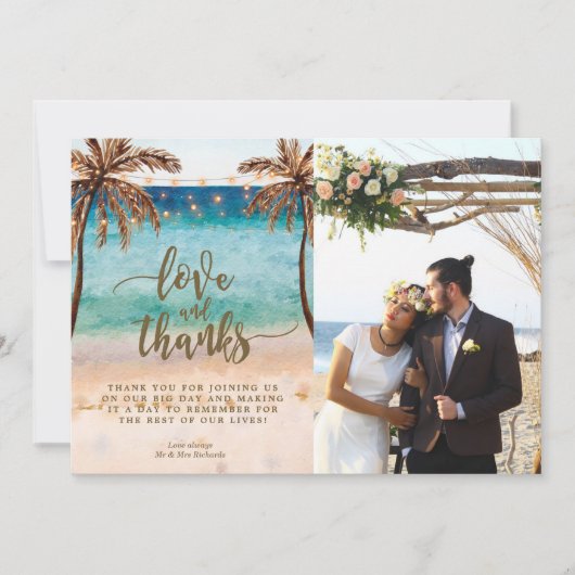 plage de carte photo d'amour et de mercis (Devant)