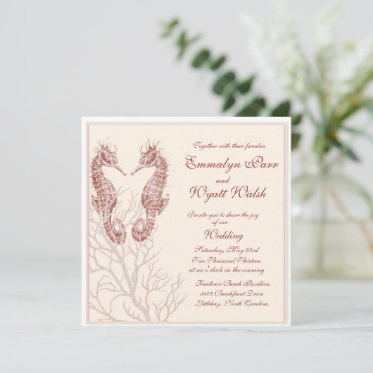 plage de cheval - faire-part de mariage marron (Debout devant)