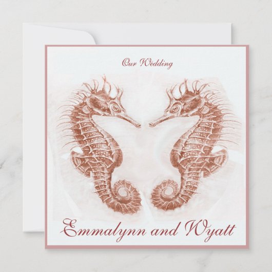 plage de cheval - faire-part de mariage marron (Dos)