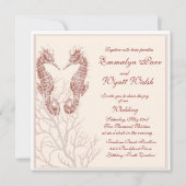 plage de cheval - faire-part de mariage marron (Devant)