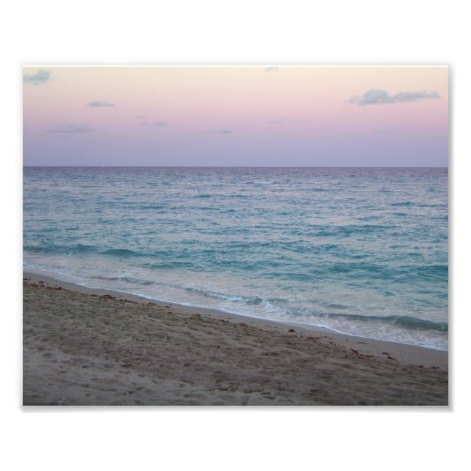 Plage de coucher de soleil rose pittoresque Photo (Devant)