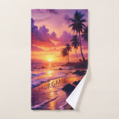 Plage de coucher de soleil tropicale customisée -  (Serviette à main)