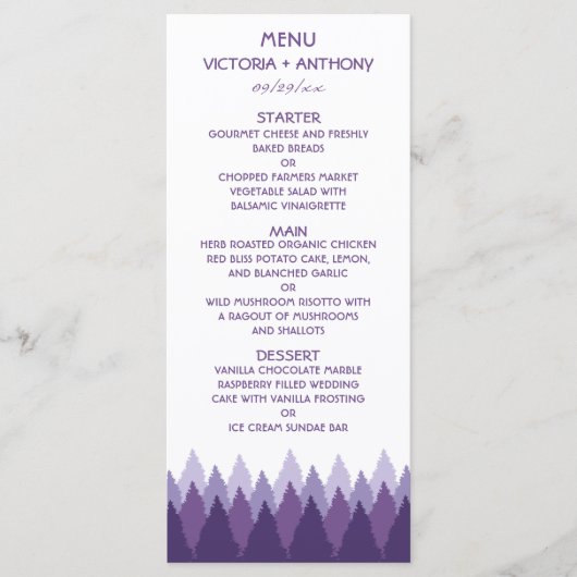 Plage de forêt violet - Menu Mariage (Devant)