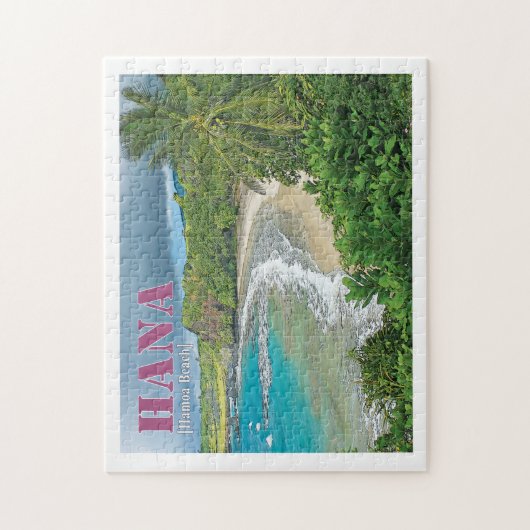 Plage de Hamoa, puzzle d'impression de carte (Vertical)