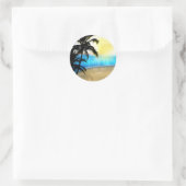 Plage de jour et palmiers Stickers Faveur Tropical (Sac)