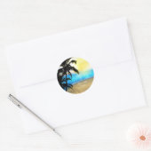 Plage de jour et palmiers Stickers Faveur Tropical (Enveloppe)