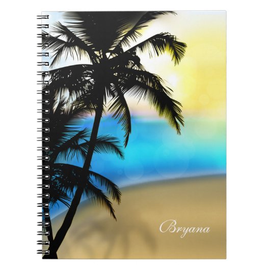 Plage de jour & Palm Trees Carnet tropical (Devant)