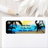 Plage de jour & Palm Trees Étiquettes de adresse t (En situation)