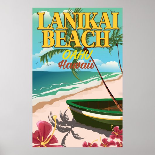 plage de Lanikai Hawaii affiche de voyage (Devant)