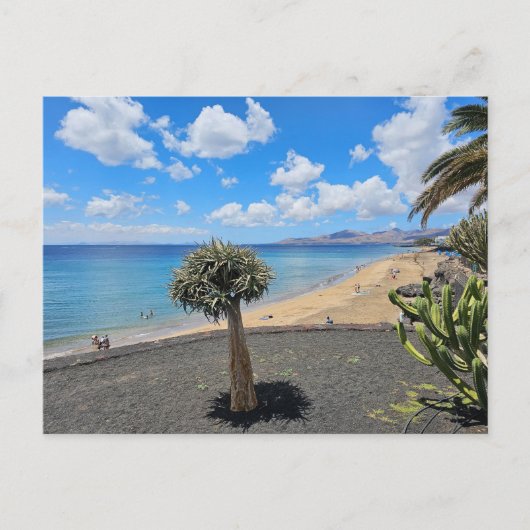 Plage de Lanzarote et nuages vue carte postale (Devant)