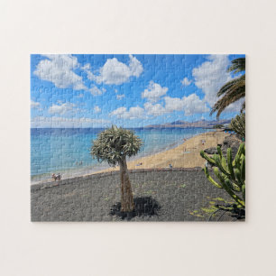 Plage de Lanzarote et nuages vue puzzle