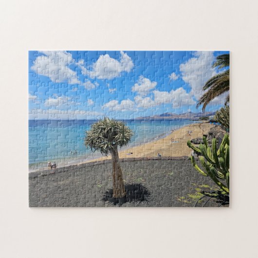 Plage de Lanzarote et nuages vue puzzle (Horizontal)