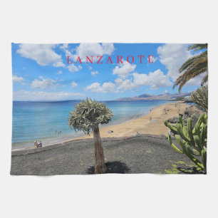 Plage de Lanzarote vue serviette de thé