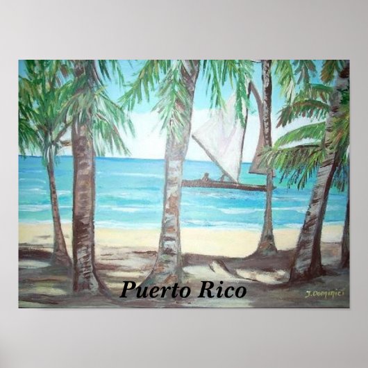 Plage de Luquillo, affiche Porto Rico (Devant)