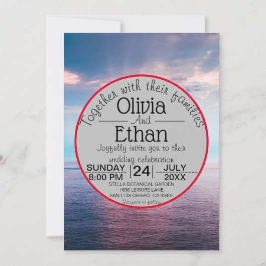 Plage de mer bleu ciel Faire-part de mariage (Devant)