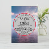 Plage de mer bleu ciel Faire-part de mariage (Debout devant)