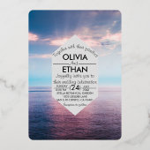 Plage de mer bleu ciel Mariage Foil Invitation (Recto)